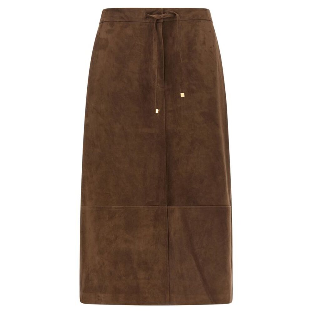 'S Max Mara Gold Lamb Leather Midi Women's Skirt